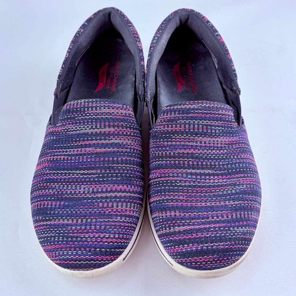 Skechers Arch Fit Slip On Walking Shoes Navy Multi Knit 136576 US Women Sz 7